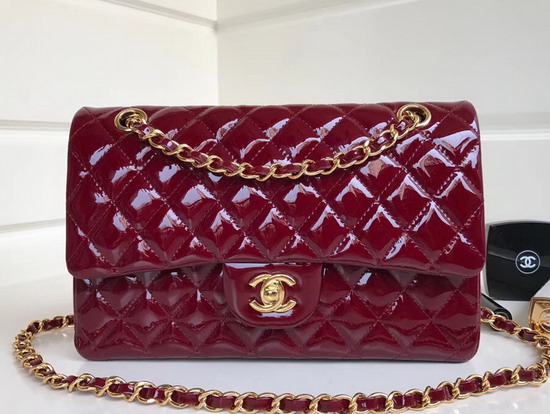 Chanel Classic Flap Bag in Burgundy Patent Leather