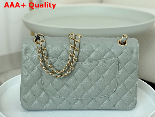 Chanel Classic Flap Bag in Gray Grained Calfskin Gold Tone Metal Replica