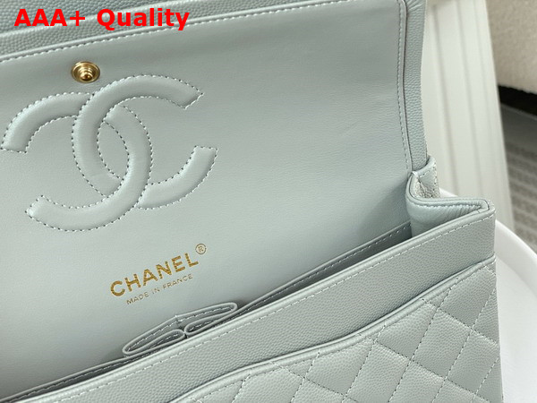 Chanel Classic Flap Bag in Gray Grained Calfskin Gold Tone Metal Replica