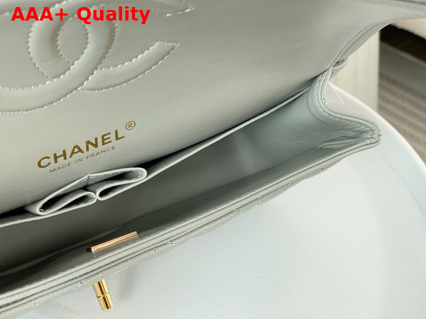 Chanel Classic Flap Bag in Gray Grained Calfskin Gold Tone Metal Replica