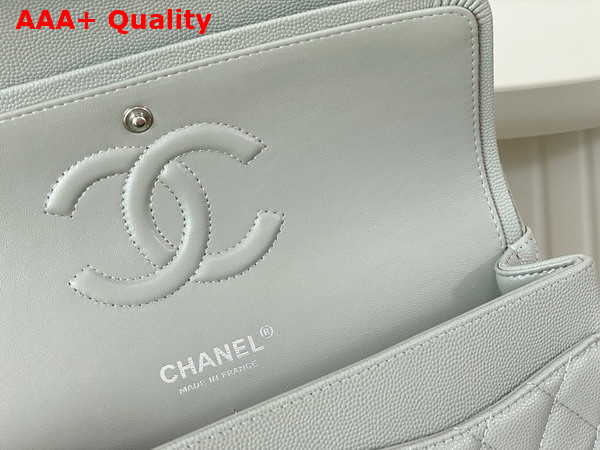 Chanel Classic Flap Bag in Gray Grained Calfskin Silver Tone Metal Replica