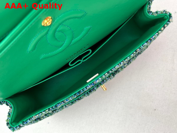 Chanel Classic Flap Bag in Green Tweed Replica