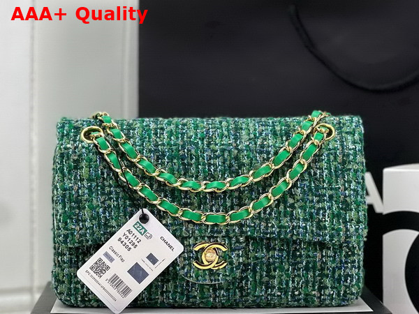 Chanel Classic Flap Bag in Green Tweed Replica