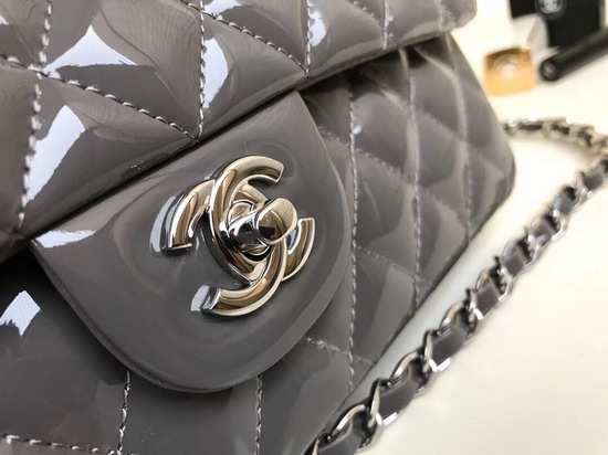 Chanel Classic Flap Bag in Grey Patent Leather