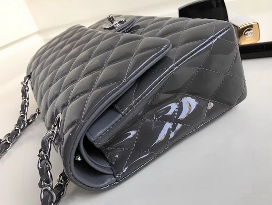 Chanel Classic Flap Bag in Grey Patent Leather