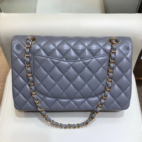 Chanel Classic Flap Bag in Light Blue Lambskin with Gold Tone Metal Real Leather Lining