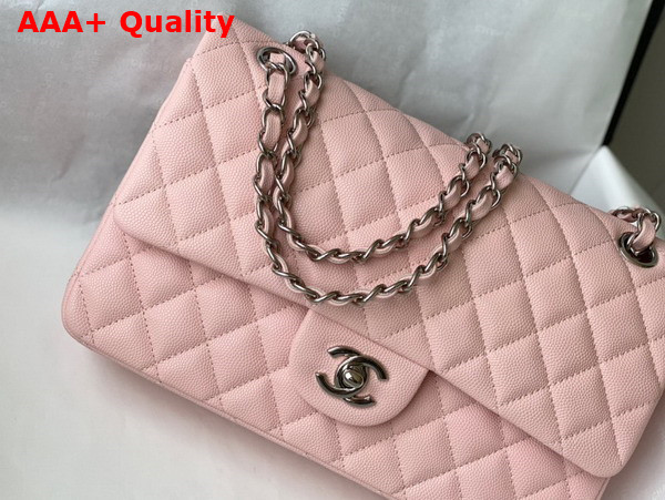 Chanel Classic Flap Bag in Light Pink Grained Calfskin with Silver Tone Metal Replica