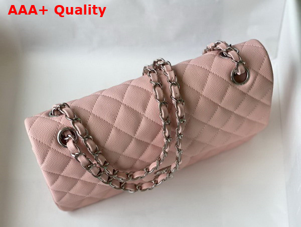 Chanel Classic Flap Bag in Light Pink Grained Calfskin with Silver Tone Metal Replica