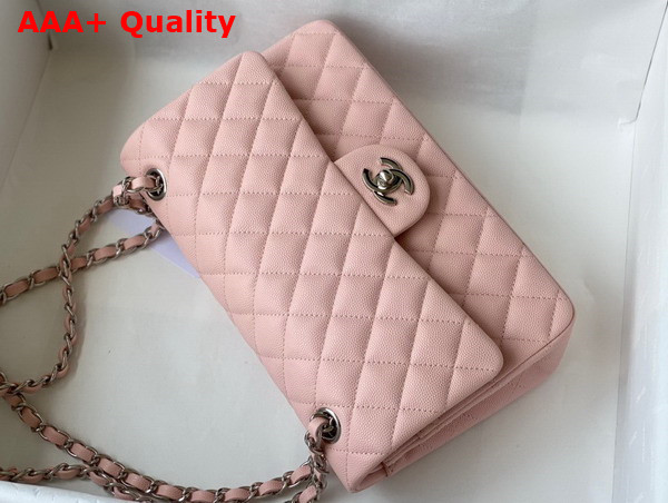 Chanel Classic Flap Bag in Light Pink Grained Calfskin with Silver Tone Metal Replica