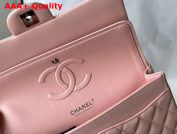 Chanel Classic Flap Bag in Light Pink Grained Calfskin with Silver Tone Metal Replica