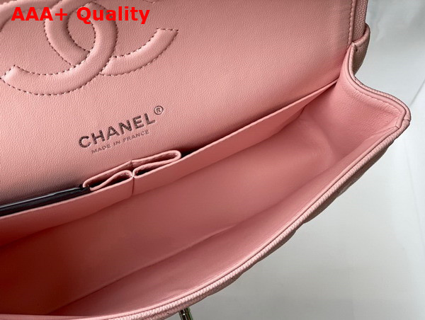 Chanel Classic Flap Bag in Light Pink Grained Calfskin with Silver Tone Metal Replica