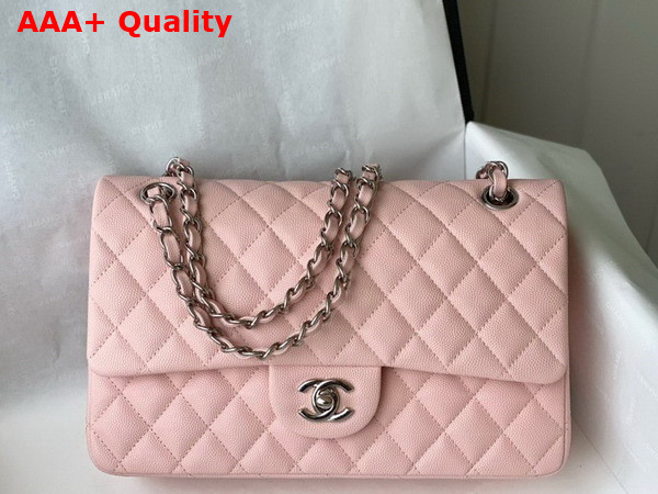 Chanel Classic Flap Bag in Light Pink Grained Calfskin with Silver Tone Metal Replica