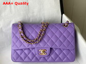 Chanel Classic Flap Bag in Light Purple Grained Calfskin with Gold Tone Metal Replica