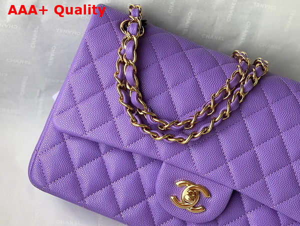 Chanel Classic Flap Bag in Light Purple Grained Calfskin with Gold Tone Metal Replica