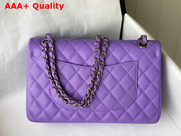 Chanel Classic Flap Bag in Light Purple Grained Calfskin with Silver Tone Metal Replica