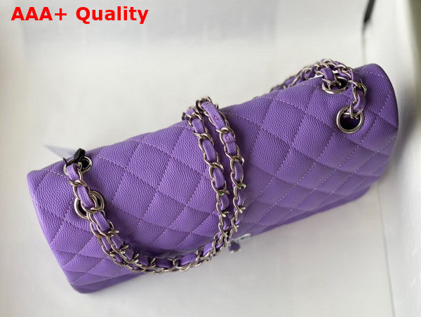 Chanel Classic Flap Bag in Light Purple Grained Calfskin with Silver Tone Metal Replica