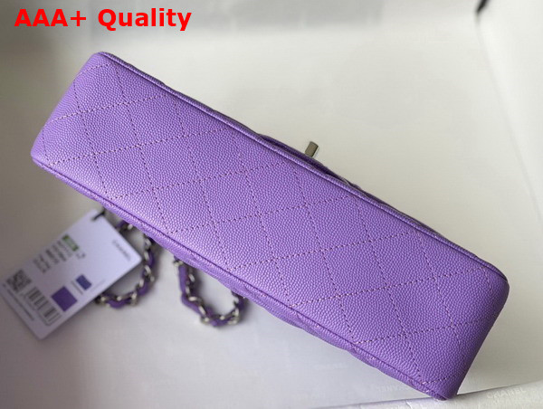 Chanel Classic Flap Bag in Light Purple Grained Calfskin with Silver Tone Metal Replica