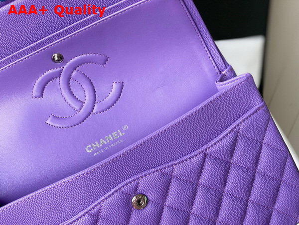 Chanel Classic Flap Bag in Light Purple Grained Calfskin with Silver Tone Metal Replica