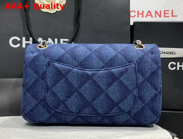 Chanel Classic Flap Bag in Navy Blue Printed Denim Replica