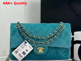 Chanel Classic Flap Bag in Peacock Blue Velvet Replica