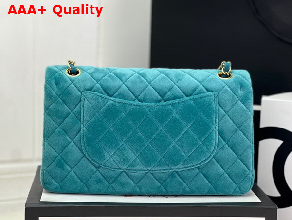 Chanel Classic Flap Bag in Peacock Blue Velvet Replica