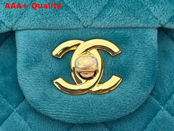 Chanel Classic Flap Bag in Peacock Blue Velvet Replica