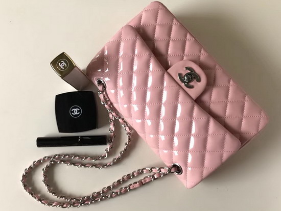 Chanel Classic Flap Bag in Pink Patent Leather