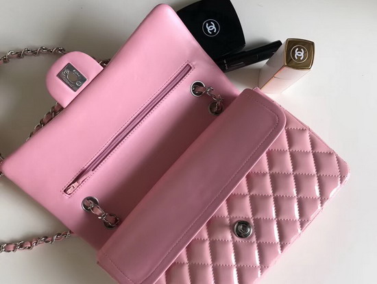 Chanel Classic Flap Bag in Pink Patent Leather