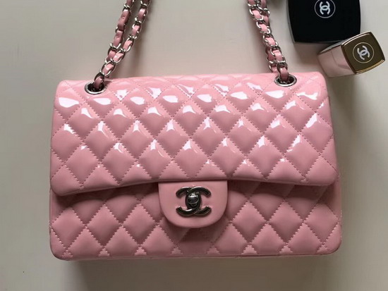 Chanel Classic Flap Bag in Pink Patent Leather