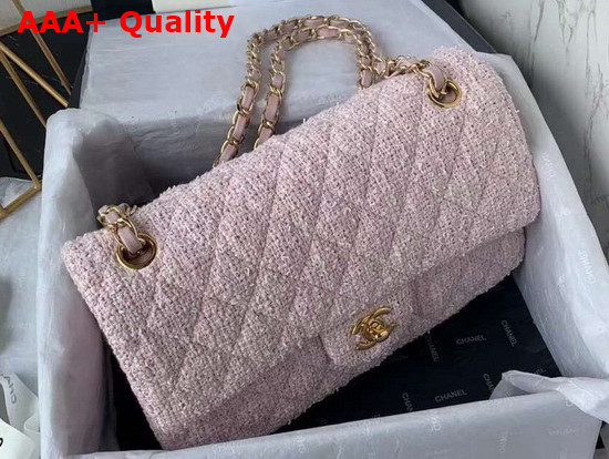 Chanel Classic Flap Bag in Pink Tweed Replica