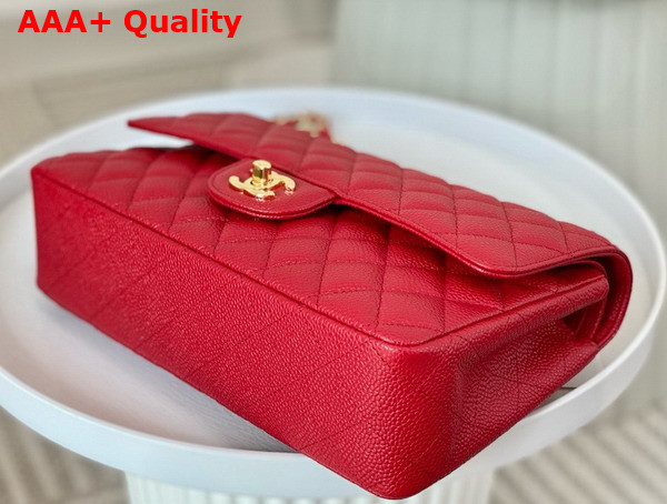 Chanel Classic Flap Bag in Red Grained Calfskin Gold Tone Metal Replica