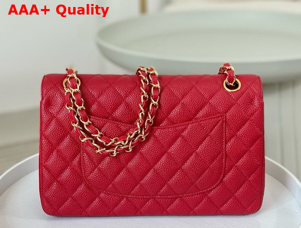 Chanel Classic Flap Bag in Red Grained Calfskin Gold Tone Metal Replica