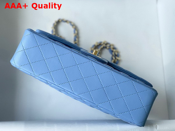 Chanel Classic Flap Bag in Sky Blue Lambskin with Gold Metal Replica