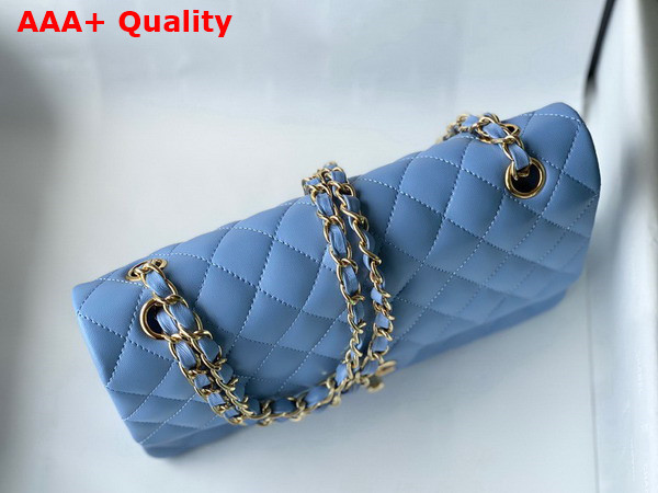 Chanel Classic Flap Bag in Sky Blue Lambskin with Gold Metal Replica