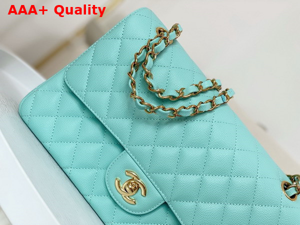 Chanel Classic Flap Bag in Turquoise Grained Calfskin Gold Tone Metal Replica