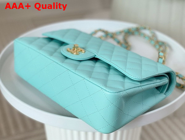 Chanel Classic Flap Bag in Turquoise Grained Calfskin Gold Tone Metal Replica