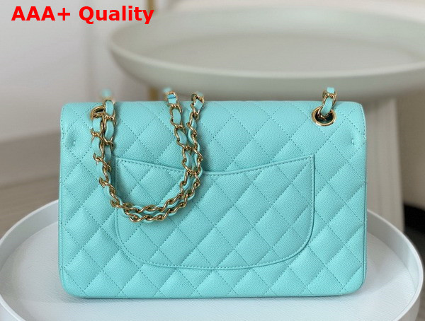 Chanel Classic Flap Bag in Turquoise Grained Calfskin Gold Tone Metal Replica