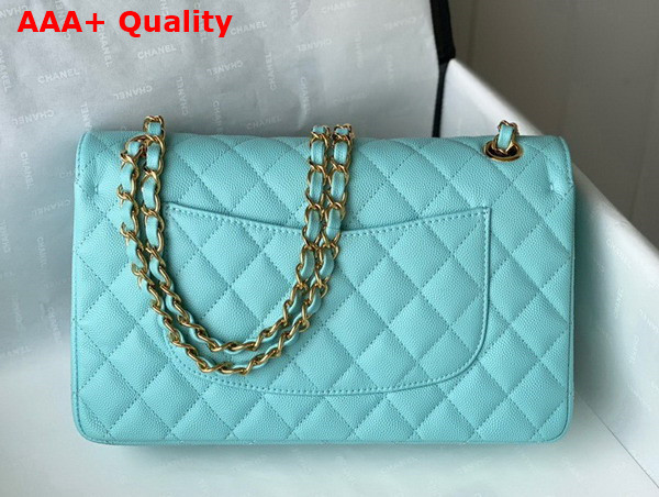 Chanel Classic Flap Bag in Turquoise Grained Calfskin with Gold Tone Metal Replica