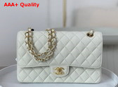 Chanel Classic Flap Bag in White Grained Calfskin Gold Tone Metal Replica