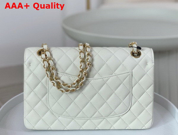 Chanel Classic Flap Bag in White Grained Calfskin Gold Tone Metal Replica