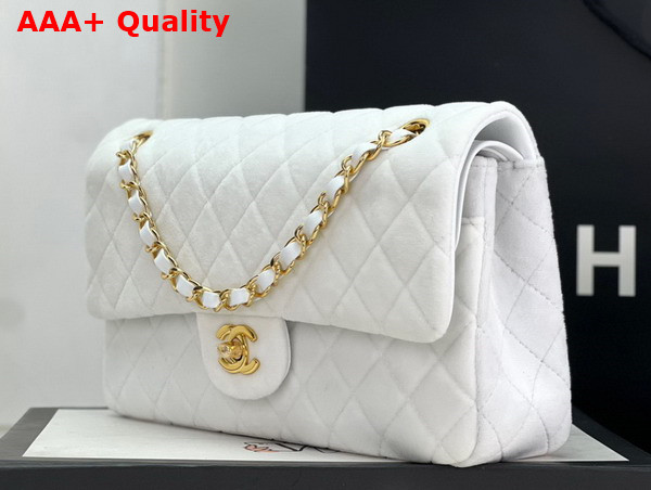 Chanel Classic Flap Bag in White Velvet Replica