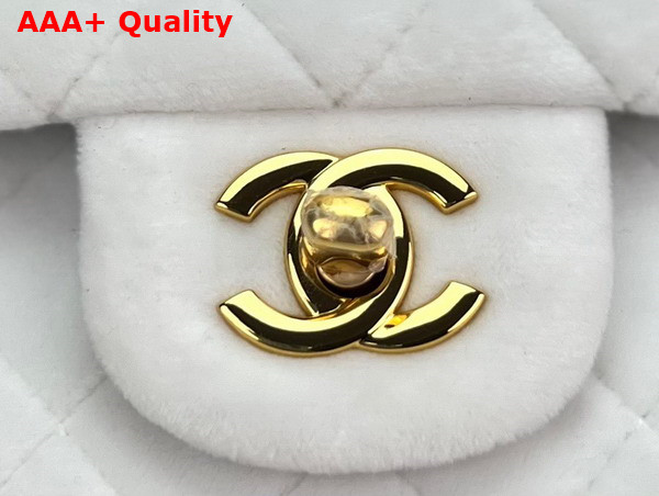 Chanel Classic Flap Bag in White Velvet Replica