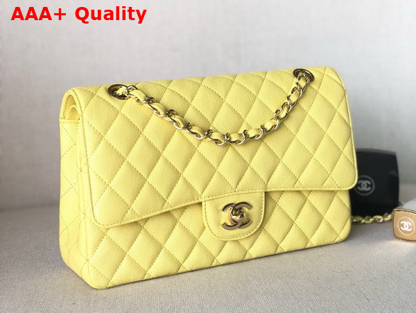 Chanel Classic Flap Bag in Yellow Grained Calfskin Replica