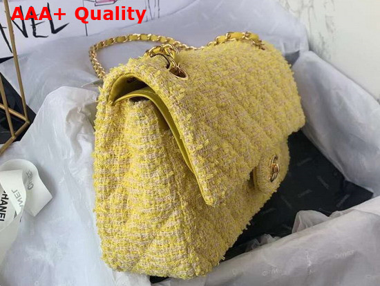 Chanel Classic Flap Bag in Yellow Tweed Replica