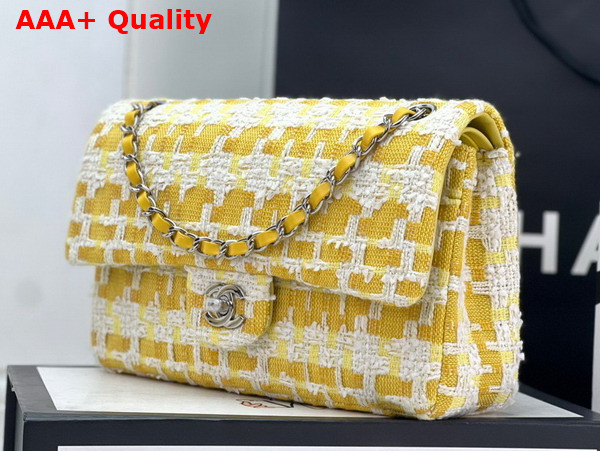 Chanel Classic Flap Bag in Yellow and White Tweed Replica