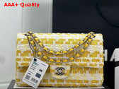 Chanel Classic Flap Bag in Yellow and White Tweed Replica