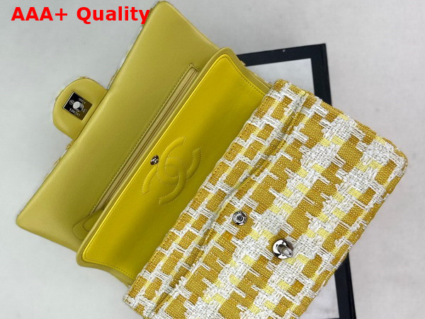 Chanel Classic Flap Bag in Yellow and White Tweed Replica