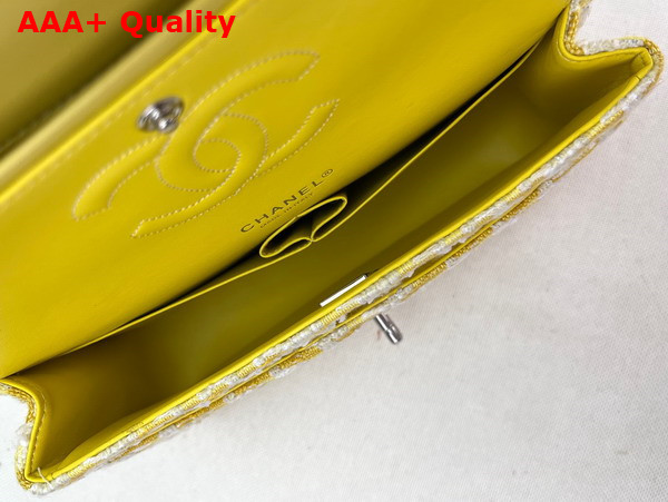 Chanel Classic Flap Bag in Yellow and White Tweed Replica