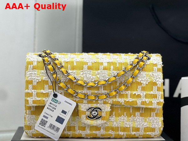 Chanel Classic Flap Bag in Yellow and White Tweed Replica