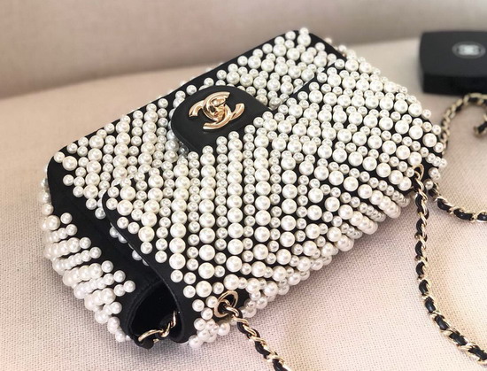 Chanel Classic Flap Bag with Allover Peral Beads